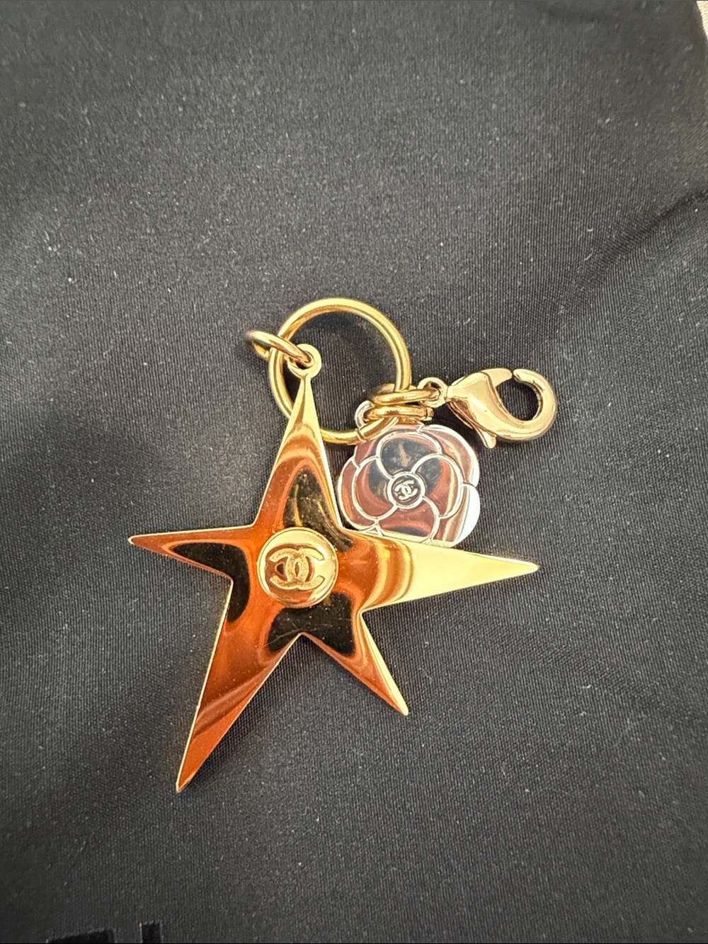 CHANEL Gold Star Charm with Clear Crystal Accent